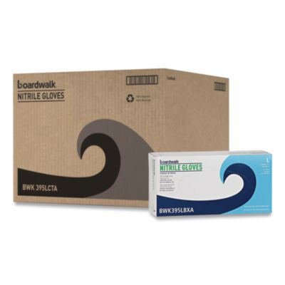 395 Series Disposable General-Purpose Nitrile Gloves, Powder-Free, Large, 5 Mil Thick, 9.5" Long, Blue, 100/Box, 10 Boxes/Ct