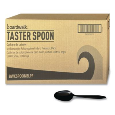 Mediumweight Polypropylene Cutlery, Spoon, Plastic, Black, 1,000/Carton