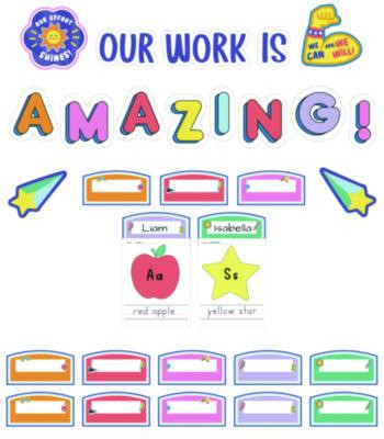 Work Display Bulletin Board Sets, 45-Piece Set, We Stick Together: Our Work Is Amazing, 7.9" x 15", Multicolor