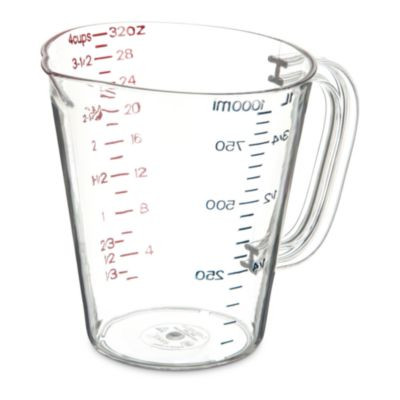 Commercial Measuring Cup, 1 Qt, Plastic, Clear