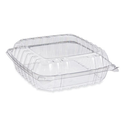 Clearseal Hinged-Lid Plastic Containers, 9.3 x 8.83 x 3, Clear, 200/Carton