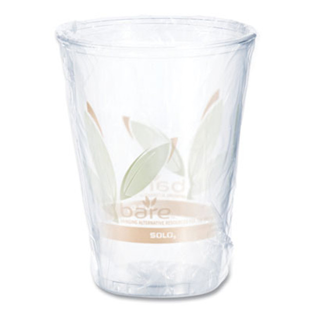 Bare Eco-Forward Rpet Cold Cups, Individually Wrapped, 10 Oz, Plastic, Leaf Design, 500/Carton