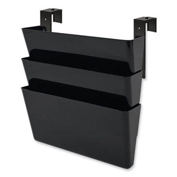 Docupocket Stackable Three-Pocket Partition Wall File, 3 Sections, Letter Size, 13" x 4", Black