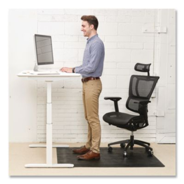 Ergonomic Sit Stand Mat For Flat To Low Pile Carpeted And Hard Floors, Rectangular, Beveled Edges, 36" x 48", Black