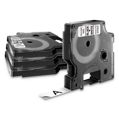 D1 Standard Labels, 0.5" x 23 Ft, Black Print On White Tape, 4/Pack