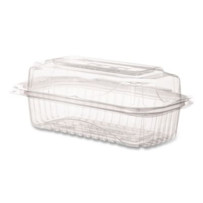 Renewable And Compostable Clear Clamshell Hinged Food Containers, 9 x 6 x 3, Plastic, 80/Pack, 3 Packs/Carton