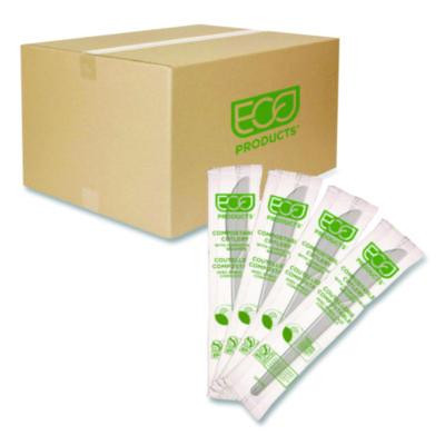 Plantware Compostable Cutlery, Knife, Plastic, White, 1,000/Carton
