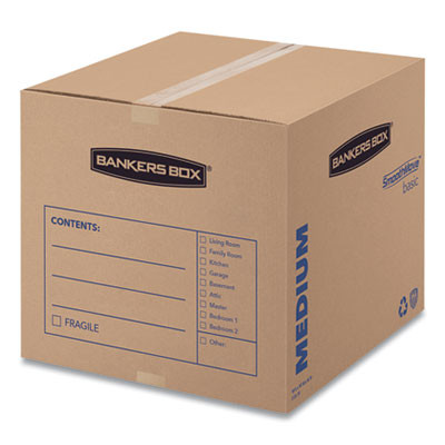 Smoothmove Basic Moving Boxes, Regular Slotted Container (Rsc), Medium, 18" x 18" x 16", Brown/Blue, 20/Bundle