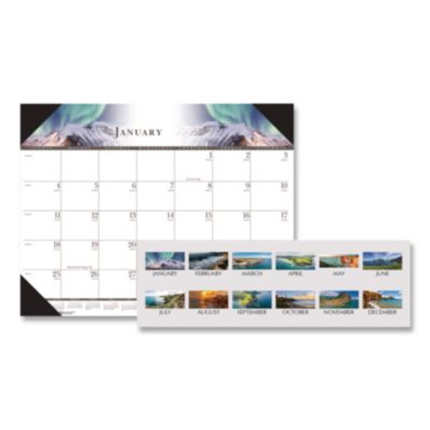Recycled Full-Color Monthly Desk Pad Calendar, Nature Photography, 22 x 17, Black Binding/Corners,12-Month (Jan To Dec): 2026