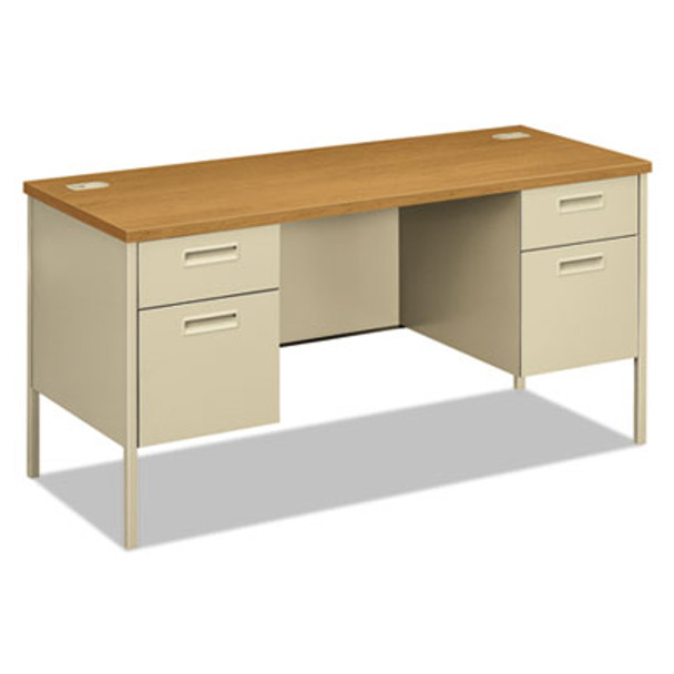 Metro Series Kneespace Credenza, 60w X 24d X 29.5h, Harvest/Putty