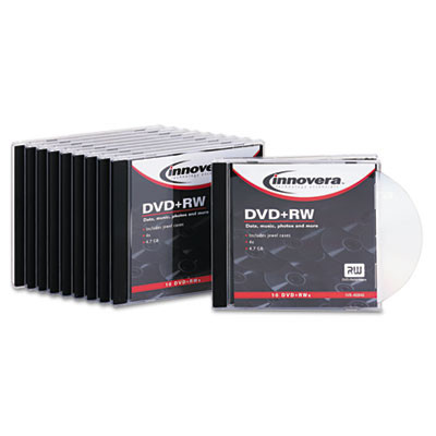 Dvd+Rw Rewritable Disc, 4.7 Gb, 4x, Slim Jewel Case, Silver, 10/Pack