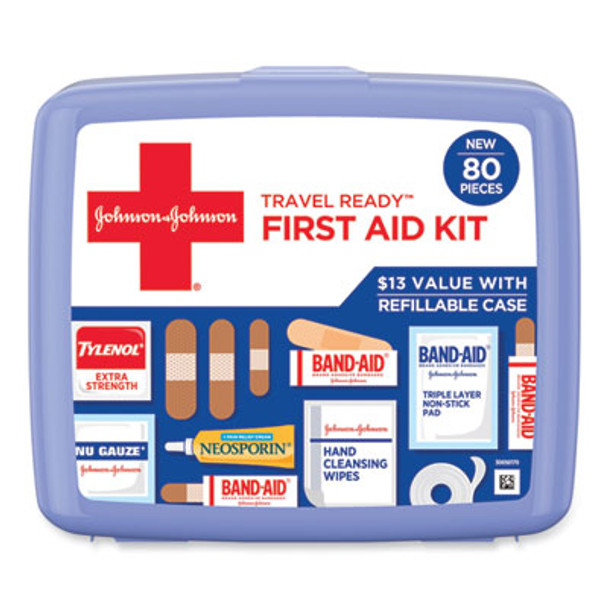 Red Cross Travel Ready Portable Emergency First Aid Kit, 80 Pieces, Plastic Case