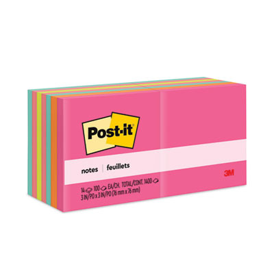 Original Pads In Poptimistic Colors, Value Pack, 3" x 3", 100 Sheets/Pad, 14 Pads/Pack