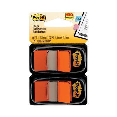 Standard Page Flags In Dispenser, Orange, 50 Flags/Dispenser, 2 Dispensers/Pack