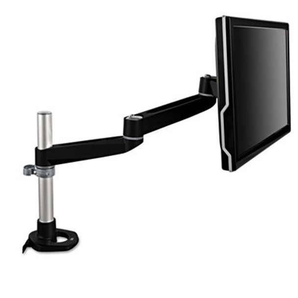 Dual-Swivel Monitor Arm, 360 Degree Rotation, +15 Degree/-90 Degree Tilt, 180 Degree Pan, Black/Gray, Supports 30 Lbs