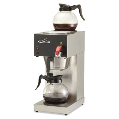 Two-Burner Institutional Coffee Maker, 12-Cup, 9 x 16.5 x 19, Stainless Steel