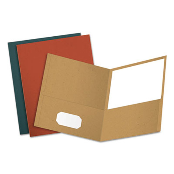 Earthwise By Oxford Recycled Paper Twin-Pocket Portfolio, 100-Sheet Capacity, 11 X 8.5, Assorted Colors, 25/Box