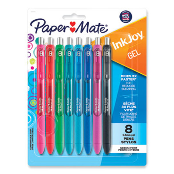 Inkjoy Gel Pen, Retractable, Fine 0.5 Mm, Assorted Ink And Barrel Colors, 8/Pack