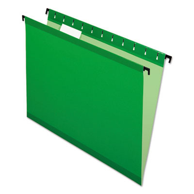 Surehook Hanging Folders, Letter Size, 1/5-Cut Tabs, Bright Green, 20/Box