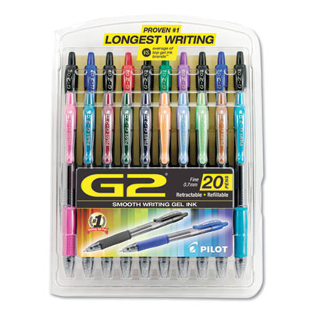 G2 Premium Gel Pen Convenience Pack, Retractable, Fine 0.7 Mm, Assorted Ink And Barrel Colors, 20/Pack