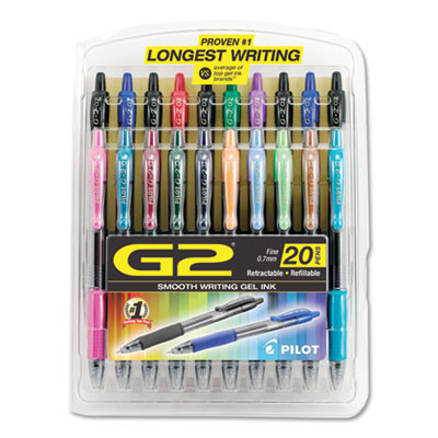 G2 Premium Gel Pen Convenience Pack, Retractable, Fine 0.7 Mm, Assorted Ink And Barrel Colors, 20/Pack