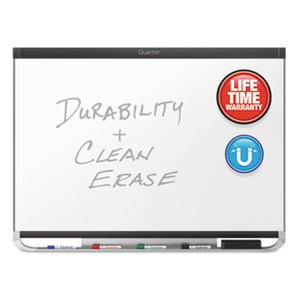 Prestige 2 Duramax Magnetic Porcelain, 72" x 48", White Surface, Black Aluminum/Plastic Frame
