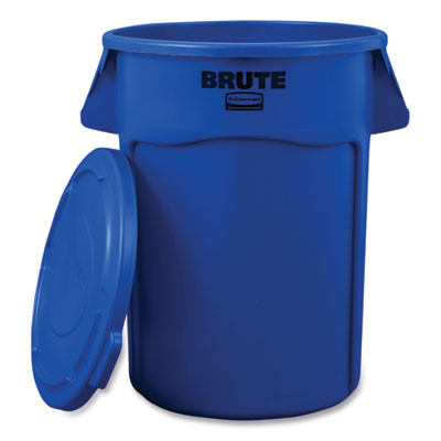 Brute Self-Draining Flat Top Lids, For 44-Gal Round Brute Container, 24.5 Dia, Blue, 4/Carton