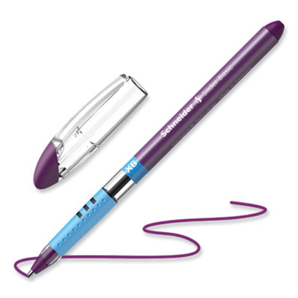 Slider Basic Ballpoint Pen, Stick, Extra-Bold 1.4 Mm, Violet Ink, Violet Barrel, 10/Box