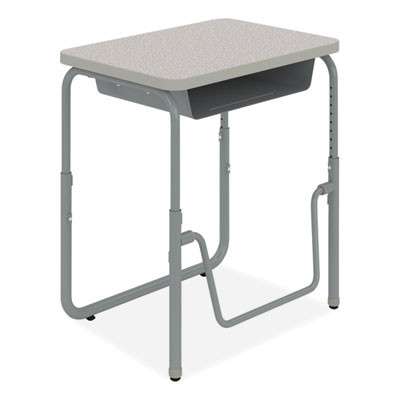 Alphabetter 2.0 Height-Adjustable Student Desk With Pendulum Bar And Book Box, 27.75" x 19.75" x 22" To 30", Pebble Gray