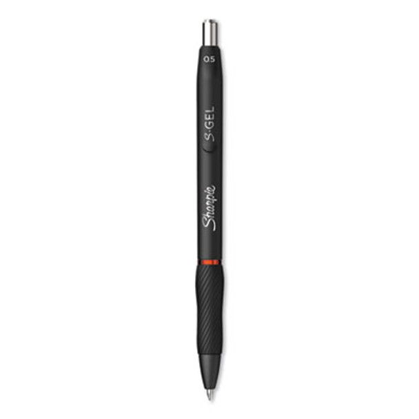 S-Gel High-Performance Gel Pen, Retractable, Fine 0.5 Mm, Red Ink, Black Barrel, Dozen