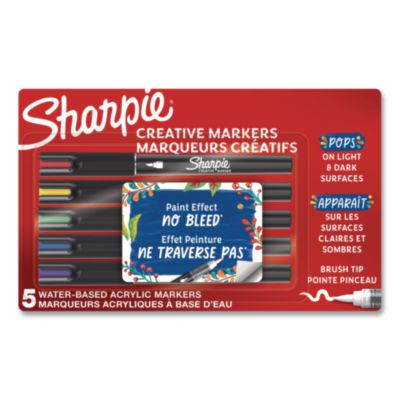Creative Markers, Fine Brush Tip, Assorted Colors, 5/Pack