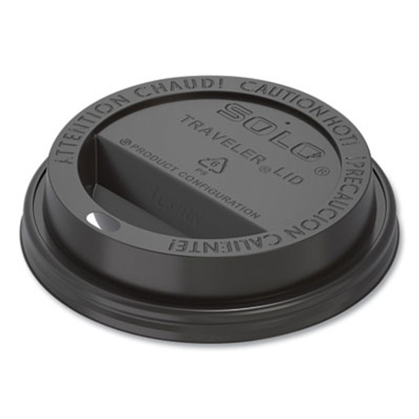 Traveler Cappuccino Style Dome Lid, Fits 10 Oz Hot Cups, Plastic, Black, 1,000/Carton