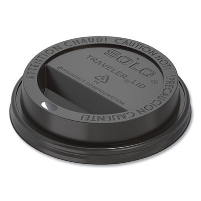 Traveler Cappuccino Style Dome Lid, Fits 10 Oz Hot Cups, Plastic, Black, 1,000/Carton