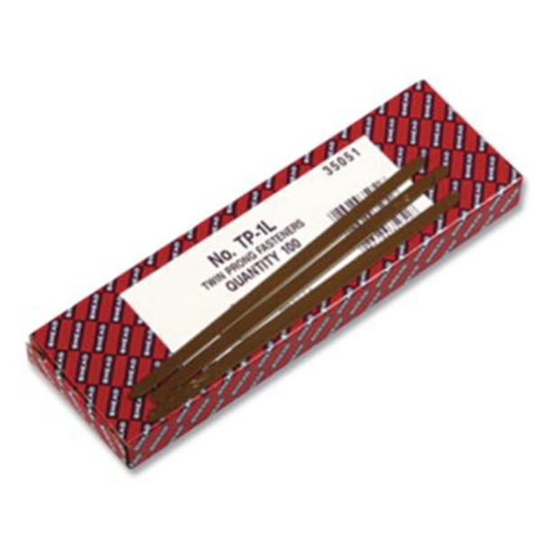 One-Piece 2-Prong Fasteners For Smead Pre-Slit Folder Dividers, 0.63" And 1" Capacity, 2.75" Center To Center, Brown, 100/Box