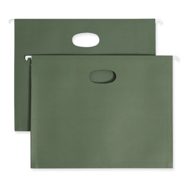 Hanging Pockets With Full-Height Gusset, 1 Section, 3.5" Capacity, Letter Size, Standard Green, 10/Box