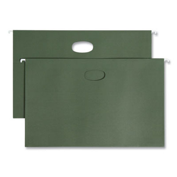 Hanging Pockets With Full-Height Gusset, 1 Section, 3.5" Capacity, Legal Size, Standard Green, 10/Box