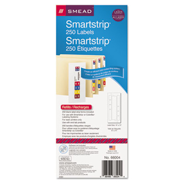 Color-Coded Smartstrip Refill Label Forms, Laser Printer, Assorted, 1.5 X 7.5, White, 250/Pack