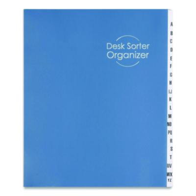 Deluxe Expandable Indexed Desk File/Sorter, Reinforced Tabs, 20 Dividers, Alpha Index, Letter Size, Dark Blue Cover