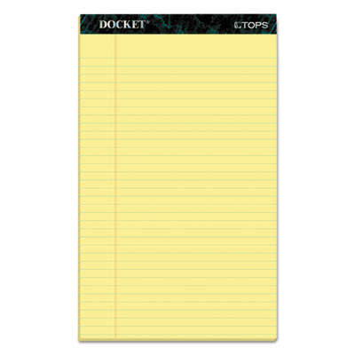 Docket Ruled Perforated Pads, Wide/Legal Rule, (50) Canary Yellow 8.5 x 14 Sheets, 12/Pack