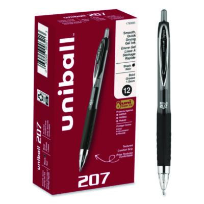 Signo 207 Gel Pen, Retractable, Bold 1 Mm, Black Ink, Smoke/Black Barrel, Dozen
