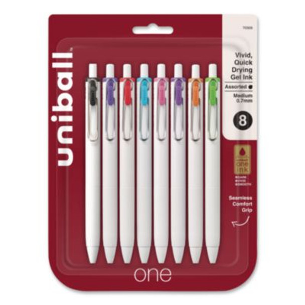 Unione Gel Pen, Retractable, Medium 0.7 Mm, Assorted Inspirational Ink And Barrel Colors, 8/Pack