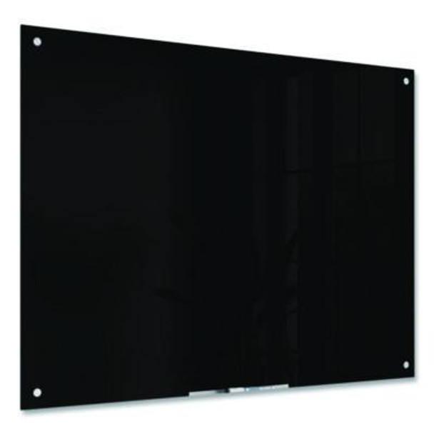 Black Glass Dry Erase Board, 48" x 36" (Actual Size: 47" x 35"), Black Surface