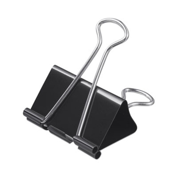 Binder Clips With Storage Tub, Large, Black/Silver, 12/Pack