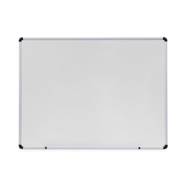 Modern Melamine Dry Erase Board With Aluminum Frame, 48" x 36", White Surface, Satin Aluminum Frame