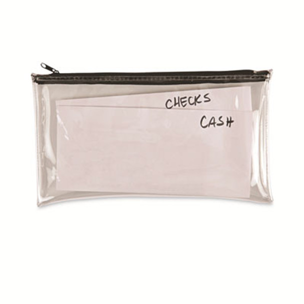 Zippered Wallets/Cases, Polyethene, Toothed Zipper Closure, 11" x 6", Clear/Black, 2/Pack