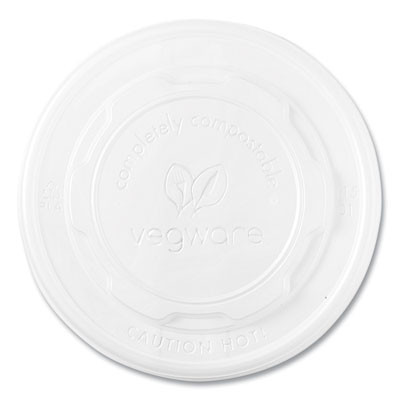 115-Series Flat Hot Lids, Compostable, For Use With 115-Series Soup Containers, White, Plastic, 500/Carton