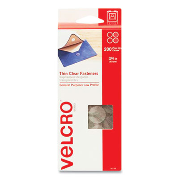 Sticky-Back Fasteners, Complete Sets, 0.75" Dia, Clear, 200/Pack