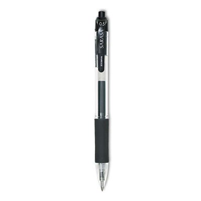 Sarasa Dry Gel X20 Gel Pen, Retractable, Fine 0.5 Mm, Black Ink, Clear/Black Barrel, 12/Pack