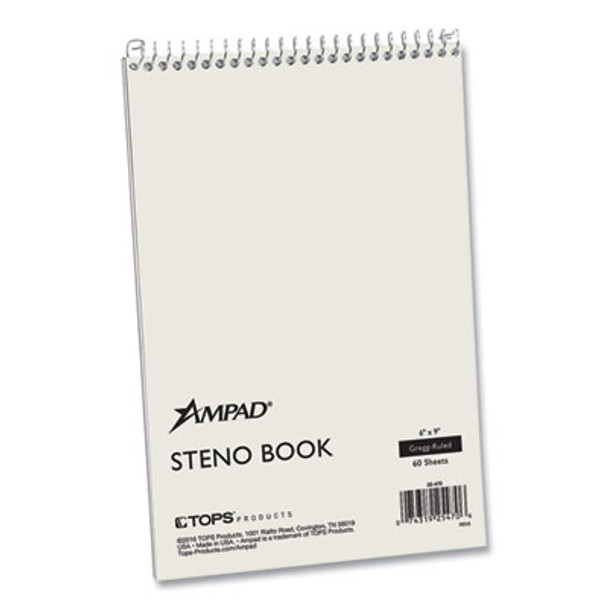 Steno Pads, Gregg Rule, White Cover, 60 Green-Tint 6 X 9 Sheets