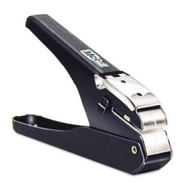 Handheld Badge/Slot Punch, 9/16" X 1/8" Horizontal Slot, Black/Chrome